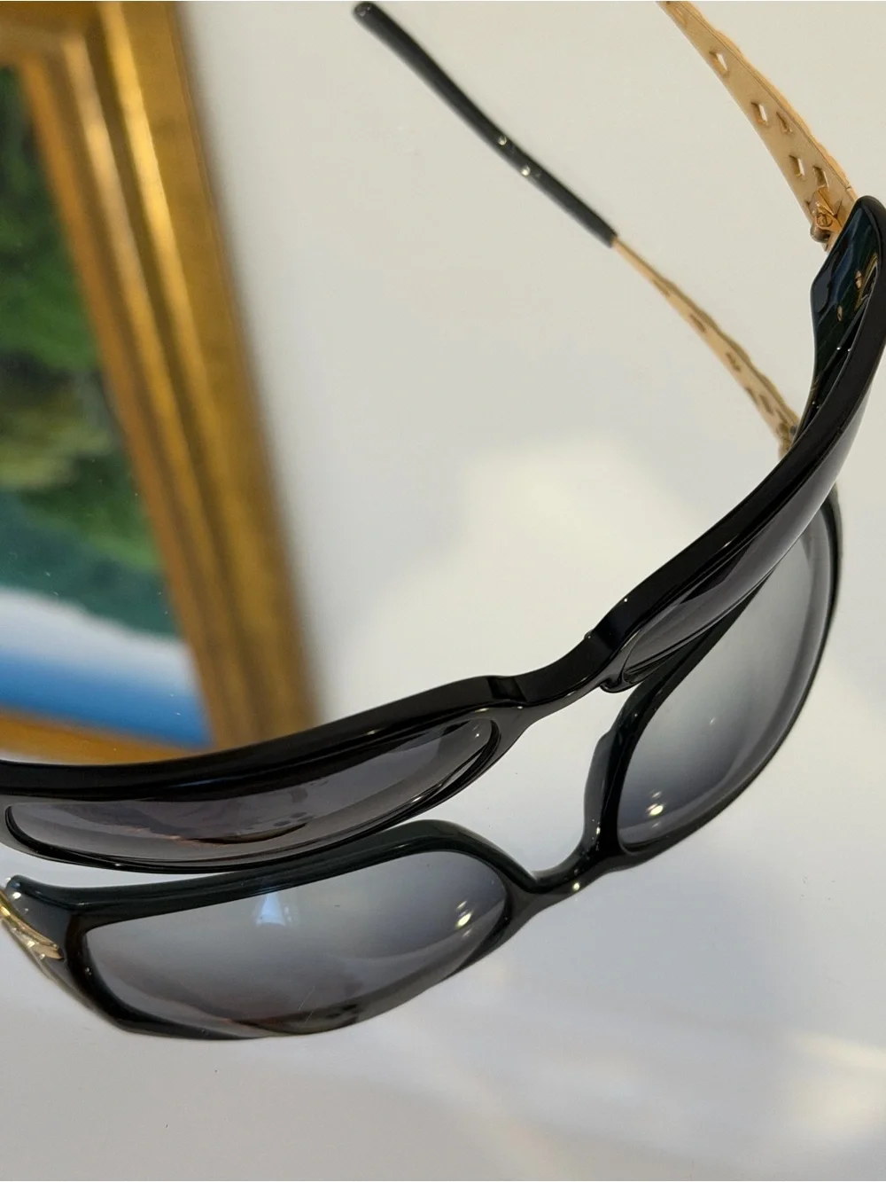 Salvatore Ferragamo Black Gradient Rectangle Sunglasses
